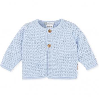 Chaqueta de bebé niño Tutto Piccolo en azul cielo con abertura delantera y botones