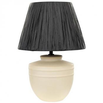 Lámpara de mesa de cerámica beige 44 cm con pantalla cónica negra y diseño moderno Boho
