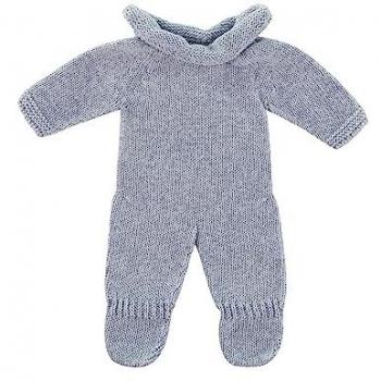 Pijama de punto azul y gris para muñecos de 32cm - Miniland Pijama Knitted 32 Cm - Fabricado en España con Textil Reciclado
