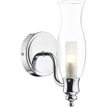 Aplique de pared Vestry de cromo pulido y vidrio con 1 luz, IP44, 1x G9