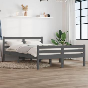 Cama de madera maciza gris 160x200 cm