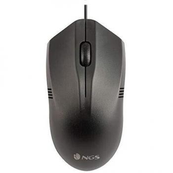 NGS Ratón Easy Betta Óptico 1000 dpi con cable USB, Plug and Play, 3 botones, Mouse, Negro