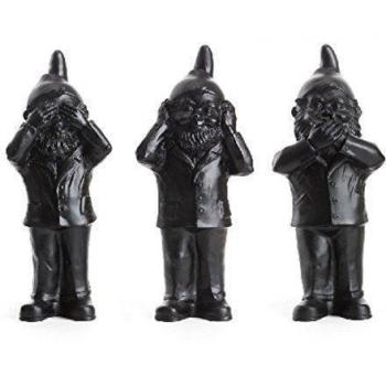 Los enanos que no quieren saber, color negro, originales del artista Ottmar Hörl, Dimensiones unitarias: 37 x 15,5 x 12,5 cm.