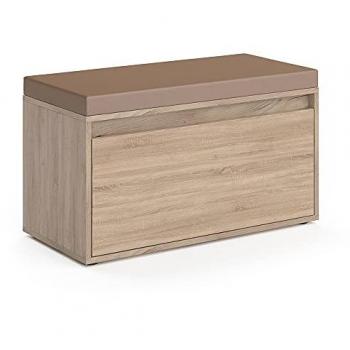 Banco para zapatos Iker, Sonoma, 80 x 45 cm con asiento y espacio de almacenamiento