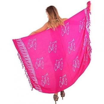 La Leela rayón suave mano de pintura delfines pareo encubrir envoltura de 68x43 pulgadas de color rosa
