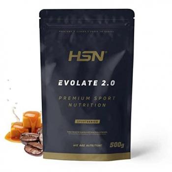 Aislado de Proteína de Suero HSN Evolate 2.0 Sabor Café-Caramelo 500 g | 17 Tomas por Envase | Whey Protein Isolate CFM + Enzimas Digestivas | No-GMO
