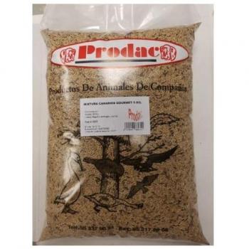 Mixtura Gourmet para Canarios Prodac 5kg - Alimento Completo con Alpiste, Linaza, Negrillo, Perilla, Lechuga y Gránulos de Vainilla