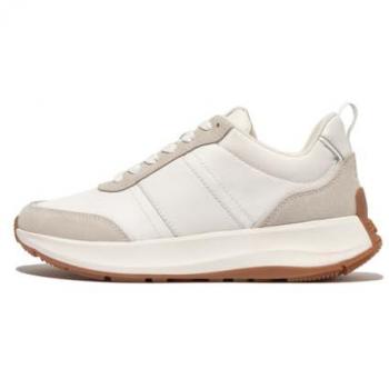 FitFlop F-Mode Flow Leather Sneakers for Women - Pure White, Size 36