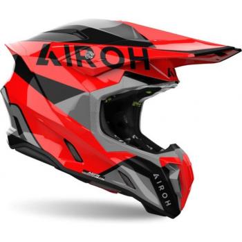 Airoh Casco de Cross Twist King 3 Rojo Brillante y Airoh Twist 3 King Casco de motocross Negro Gris Rojo (S)