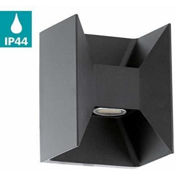 EGLO LED lámpara de pared de exterior Morino, luz de exterior de 2 focos, lámpara de pared de aluminio, color antracita, IP44