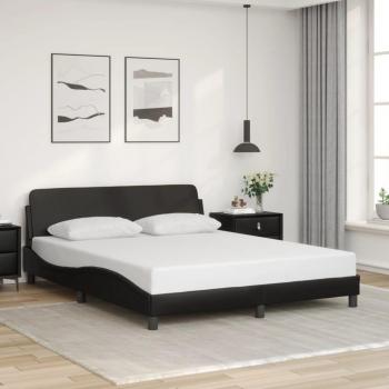 Cabecero de cama negro 160x200 cm con estructura de cuero sintético