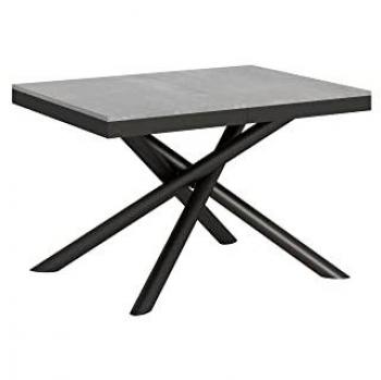 Mesa extensible 90x120/380 cm Famas Evolution con estructura antracita y superficie de cemento