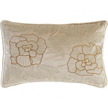 Cojín poliéster 50x10x30 500 gr., flores bordado