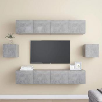 Set de muebles de salón TV 6 piezas madera de ingeniería 80 x 30 x 30 cm, color gris hormigón