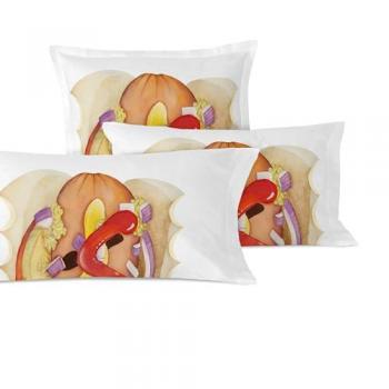 Funda de Almohada Infantil Hotdog 80x80 cm, 100% Algodón, Calidad 150 TC, Fabricado en España