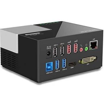 WAVLINK USB 3.0 Portátil Docking Station Multifuncional Dual Video Monitor Display DVI, HDMI, Gigabit Ethernet, Audio, 6 USB Puertos,DP, Soporta Windows, Mac OS, Android-Negro