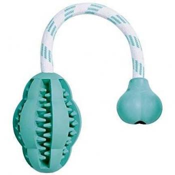 Trixie caucho Natural Denta Fun mintfresh Jumper en una cuerda para perro