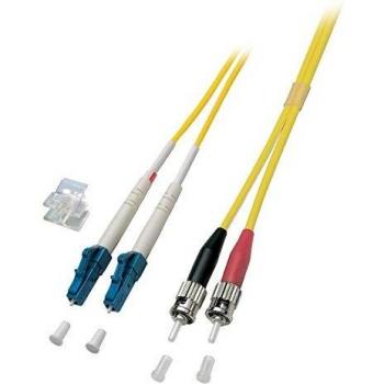 Cable de Fibra Óptica Duplex LC-ST 2m OS2 (9/125µm) LSOH 2mm Amarillo