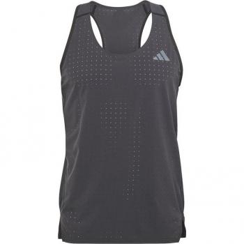 Camiseta de running adidas adizero snglt hombre negro, sin mangas, ligera, transpirable, diseño ajustado, ideal para correr