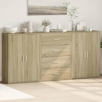 Aparador 3 piezas Sonoma roble 60x31x84 cm madera multicapa marrón