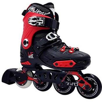 Patín en línea Freeskate ajustable Krf First Junior, bota dura, unisex, color rojo, talla S (28-31)