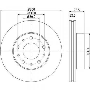 HELLA 8DD 355 125-261 Disco de freno - 54573PRO - revestido
