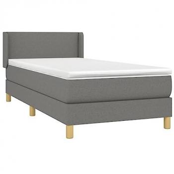 Cama Box Spring con Colchón de Tela Gris Oscuro 100x200 cm