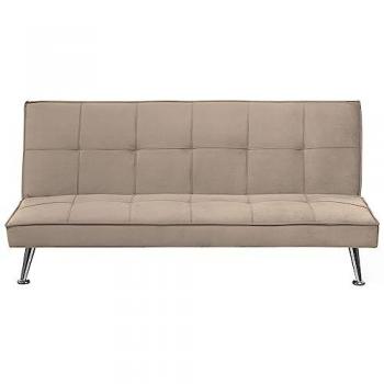Sofá Cama Tapizado Acolchado 3 Plazas Beige con Patas de Metal Click Clack Hasle