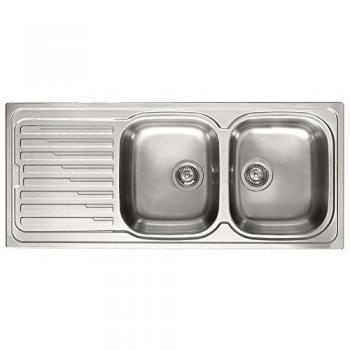 Lavello Elleci Sky 500 Inox 116x50 cm - 2 Vasche a Sinistra con Gocciolatoio Satinado