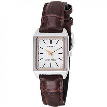 Casio Women's Quartz Analog Watch with White Dial and Leather Strap LTP-V007L-7E2