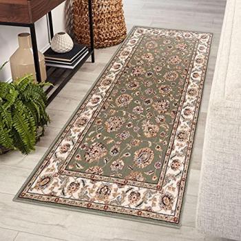 Alfombra de Lana NAIN Ornamento Verde/Beige 240x340 cm