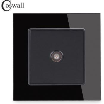 Marco de cristal templado COSWALL para enchufe de pared de TV, conector hembra 1 Banda, serie C1, disponible en blanco, negro y dorado