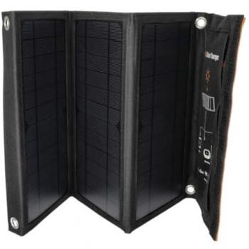 Panel Solar Portátil 21W 18V, Cargador Solar Plegable Monocristalino con 2 Puertos USB para Camping y Actividades al Aire Libre