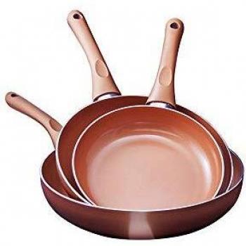 HOUSEWARE JPWonline-Juego de Sarténes de 5pcs Revestimiento Cerámico de Cobre, 20, 24 y 28