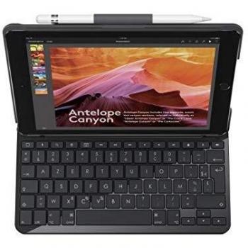 Funda con Teclado Bluetooth Logitech Slim Folio para iPad - Diseño Compacto y Teclado AZERTY Francés en Color Negro