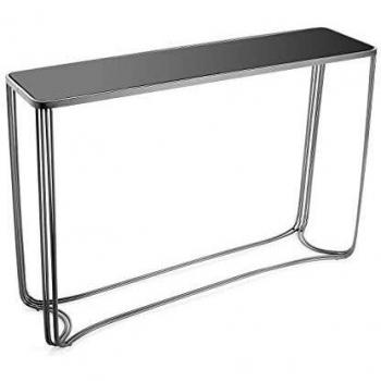 Versa 10850095 Mesa de Entrada Artur, Metal y Cristal, Plateado, 75 x 31 x 110 cm