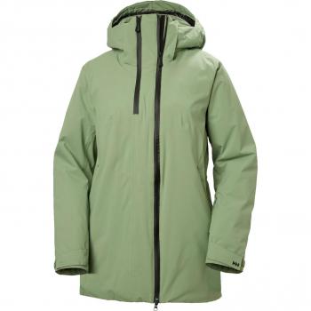 Chaqueta de esquí larga Helly Hansen Nora Active Puffy para mujer, color verde, talla XS