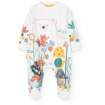 Pelele de bebé en terciopelo con estampado Boboli