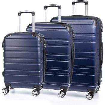 DAM Juego de 3 maletas Trolley extensibles en material ligero ABS de alta resistencia con cerradura numérica y 4 ruedas giratorias 360°, dimensiones 50x30,5x76,5 cm