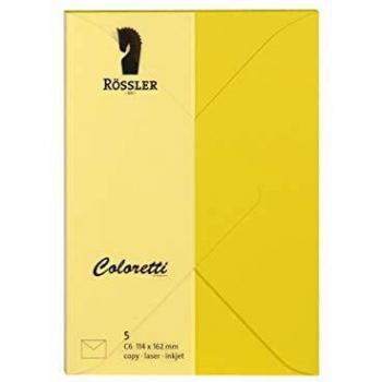Sobres Coloretti C6 80g/m², 5 unidades, color amarillo dorado