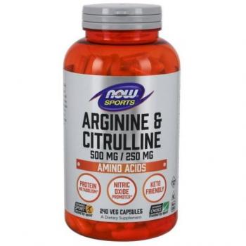 Now Foods Vegan Arginine and Citrulline 500/250 mg - 240 Capsules