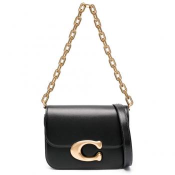Coach Lux Calf Idol Black Leather Shoulder Bag CM557
