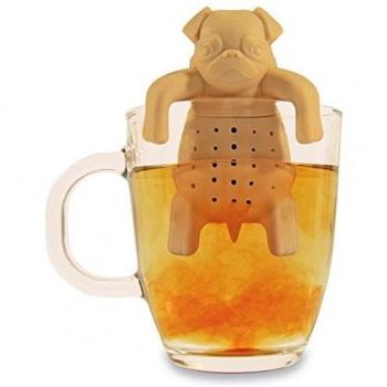 NOKI INFUSOR DE TE Original Gift Pug IN A MUG, Silicona, Marrón