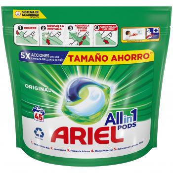 Ariel Todo En Uno Pods Regular Detergente En Cápsulas 108 Lavados (2 x 54 Lavados) Con Lavado A 20 °C Y Perfume Duradero