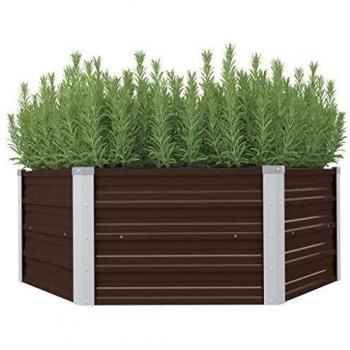 vidaXL Mesa de Cultivo de Acero Galvanizado Agricultura Doméstica Plantas Macetas Jardín Jardinería Invernadero Macetas 129x129x46 cm Marrón