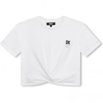 Camiseta de niña DKNY de algodón con nudo frontal, manga corta, modelo D60087