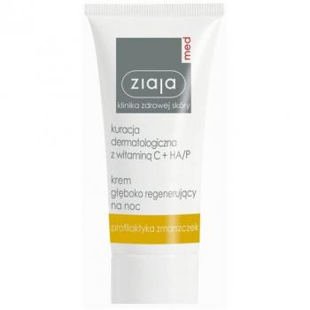 Crema Nocturna Regeneradora Ziaja Med con Vitamina C y Ácido Hialurónico, 50 ml