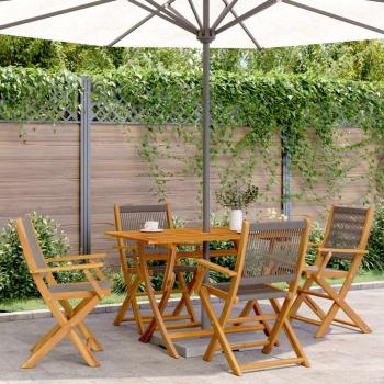 vidaXL Folding Garden Chairs Set of 4 - Grey Solid Wood Acacia