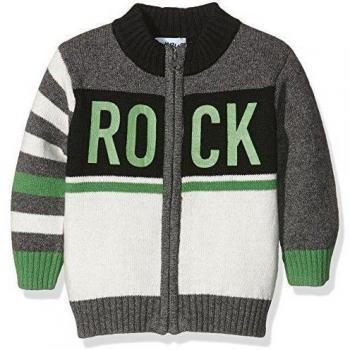 BIMBUS Full Zipper Tricot ST. Rock, Suéter Para Bebés, Panna/Grigio 01, 18M