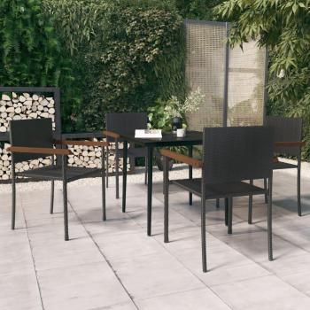 Juego de comedor para jardín 5 piezas negro Día y Noche